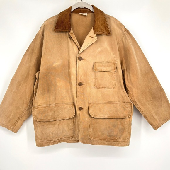 Sears Roebuck and Co. Other - Vintage Sears Field Jacket Canvas Corduroy Collar Button Front Workwear Tan Sz M